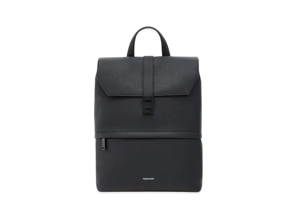 Salvatore Ferragamo Backpack With Gancini Buckles "Black"