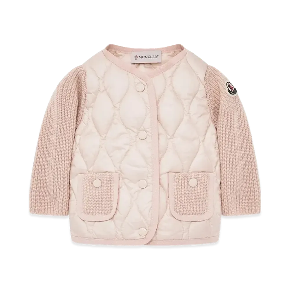 MONCLER Kids Quilted Knit Sleeves Cardigan "Pink"