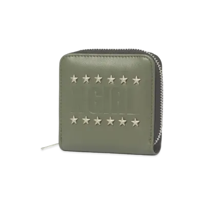 X-Girl Women's Logo And Star Studded Faux Leather Mini Wallet "Olive"