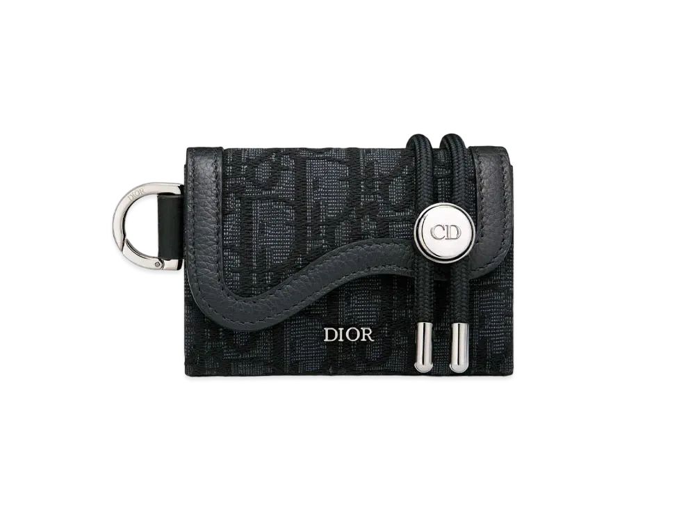 Dior Saddle Strap Card Holder Dior Of The Break Jacquard "Black"
