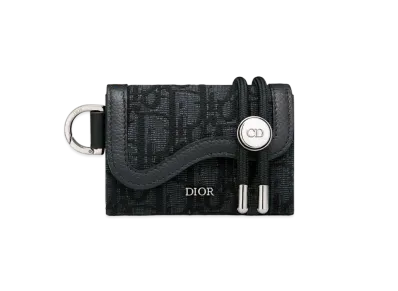 Dior Saddle Strap Card Holder Dior Of The Break Jacquard "Black"