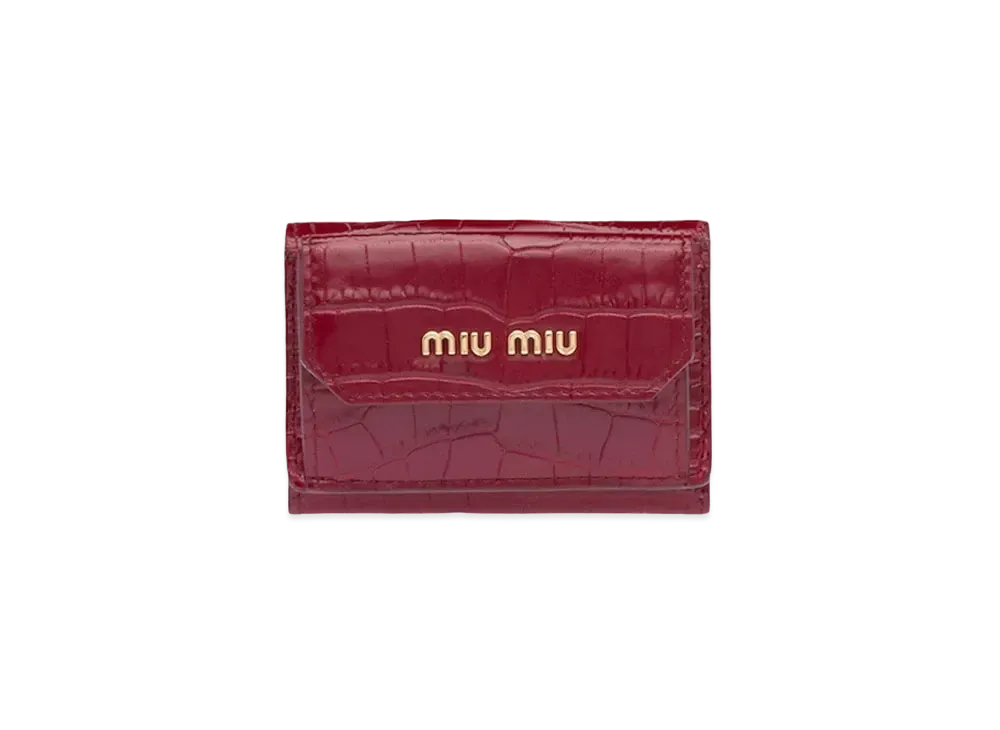MIU MIU Crocodile Printed Leather Wallet "Red"