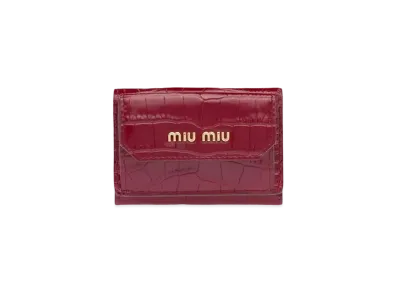 MIU MIU Crocodile Printed Leather Wallet "Red"