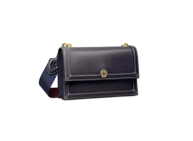 Tory Burch T Monogram Leather Mini Shoulder Bag "Navy"