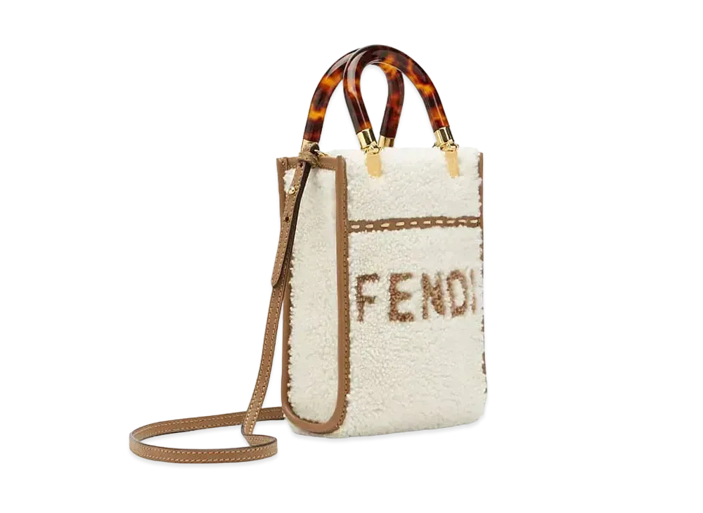 FENDI Mini Sunshine Shopper Sheepskin Mini-Bag "White"