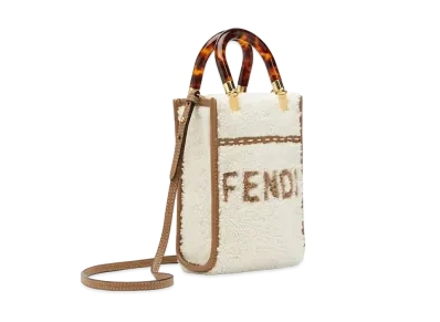 FENDI Mini Sunshine Shopper Sheepskin Mini-Bag "White"