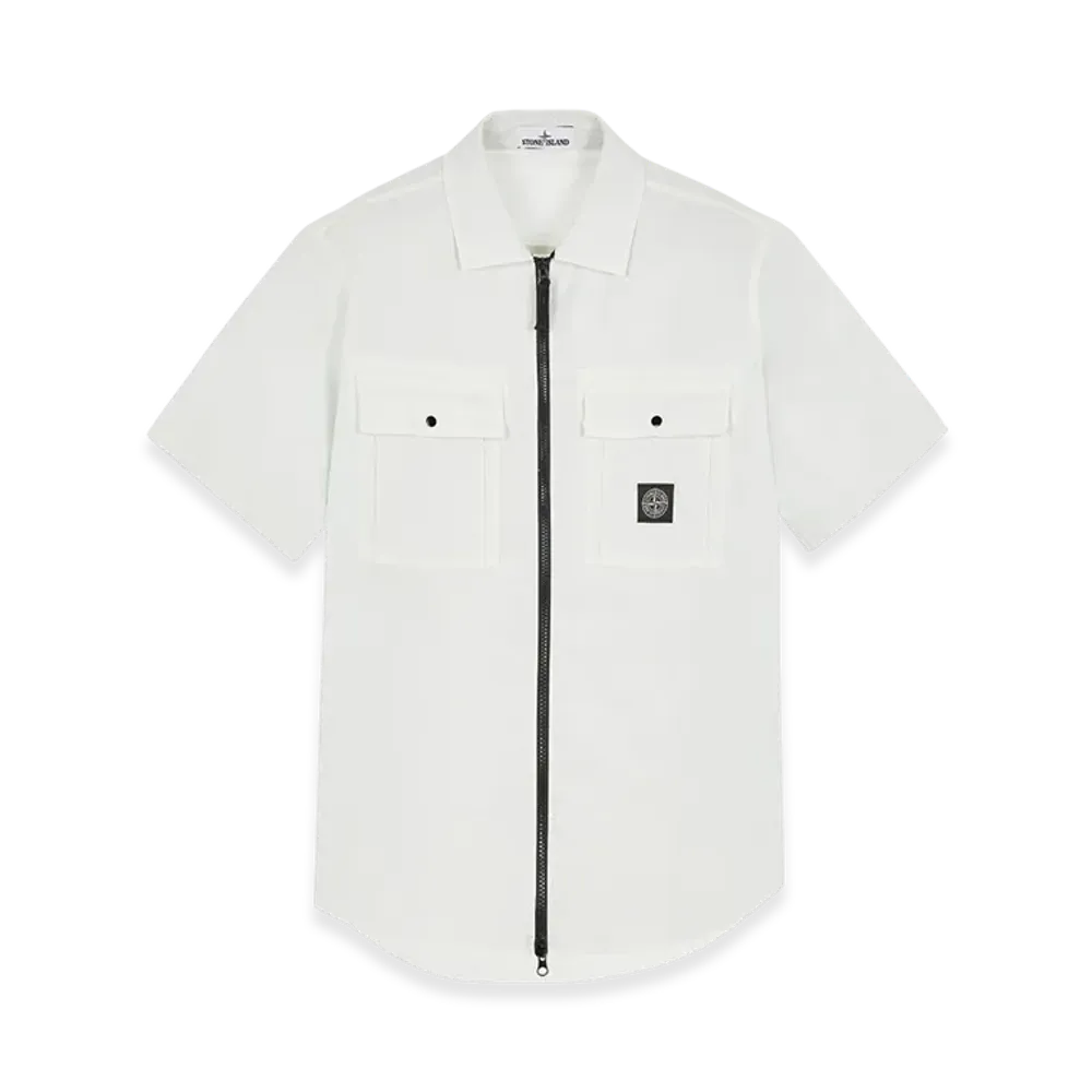 Stone Island 10619 Supima Cotton Twill Short Sleeve Overshirt - 22SS "Ice"