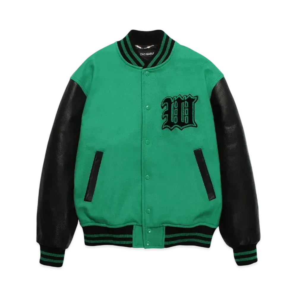 WACKO MARIA Leather Varsity Jacket "Green"