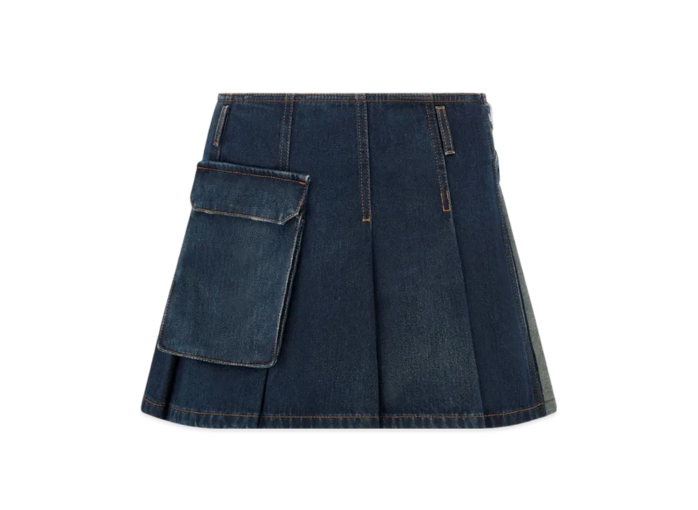 Dior Women's Cotton Denim Couture Wrap Mini Skirt "Deep Blue"