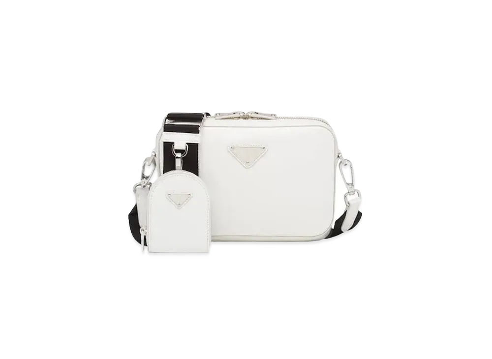 PRADA Brushed Leather Shoulder Bag "White"