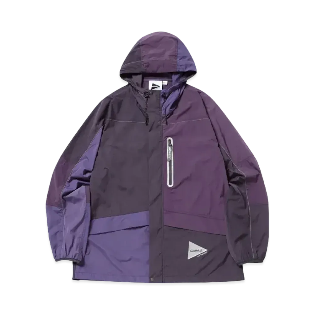 GRAMICCI x and wander PATCHWORK WIND HOODIE "MULTI PURPLE"