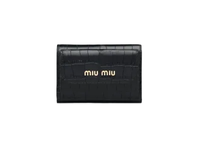 MIU MIU Crocodile Printed Leather Wallet "Black"