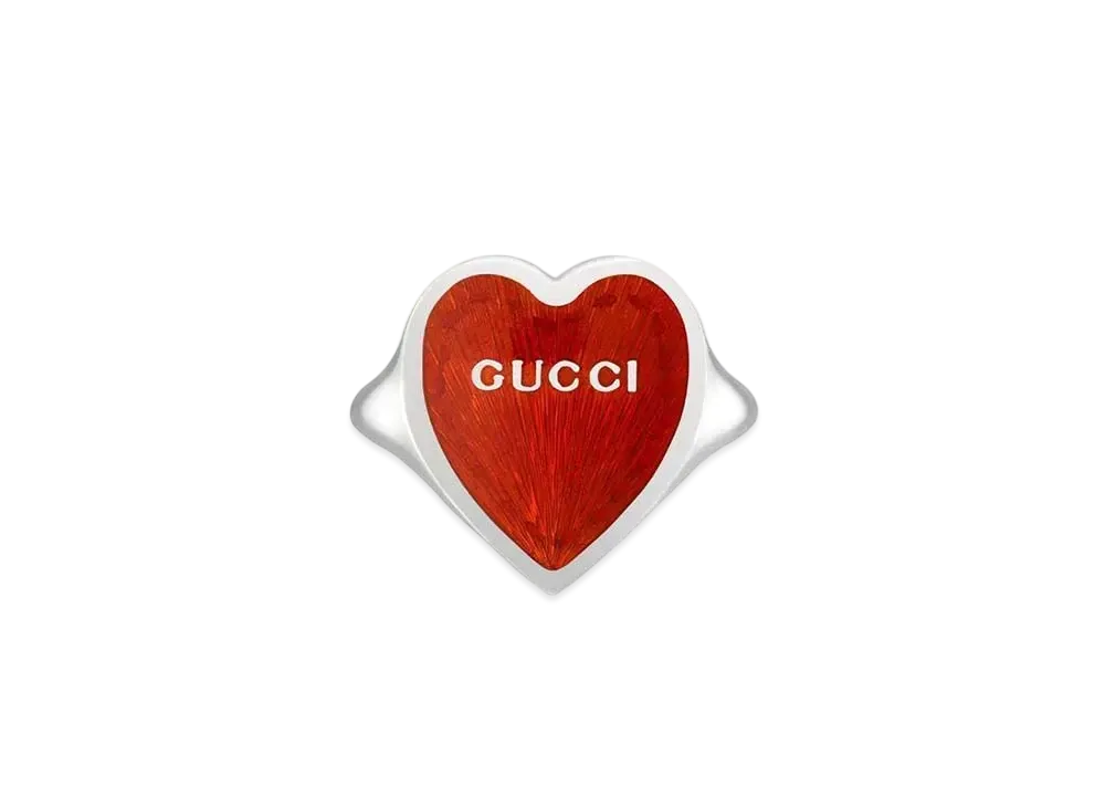 GUCCI Ring With Gucci Enamel Heart
