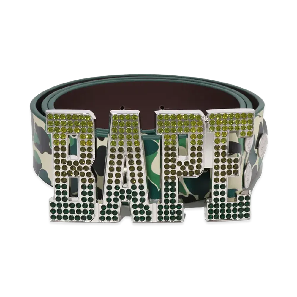 A BATHING APE ABC Camo Bape Leather Belt "Green"