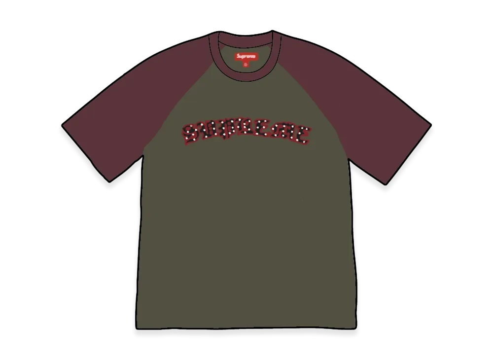 Supreme Rhinestone Raglan S/S Top "Olive"