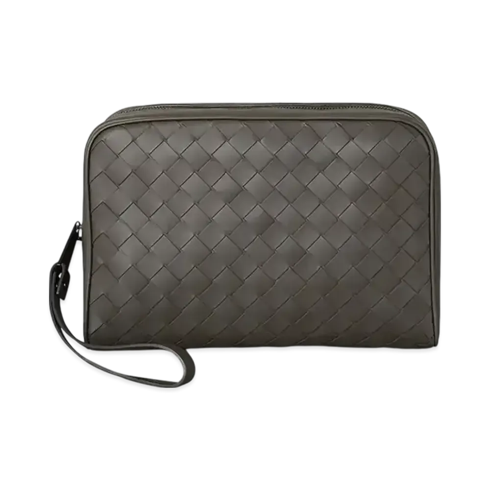 Bottega Veneta Intrecciato Calfskin Wrist Strap Clutch "Light Graphite"