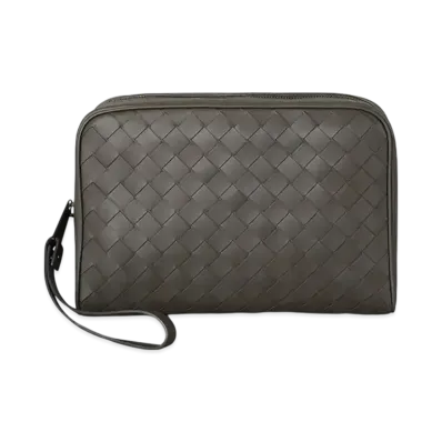 Bottega Veneta Intrecciato Calfskin Wrist Strap Clutch "Light Graphite"