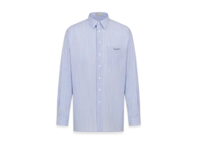 Dior Christian Dior Couture Oversized Striped Cotton Poplin Shirt "Blue"