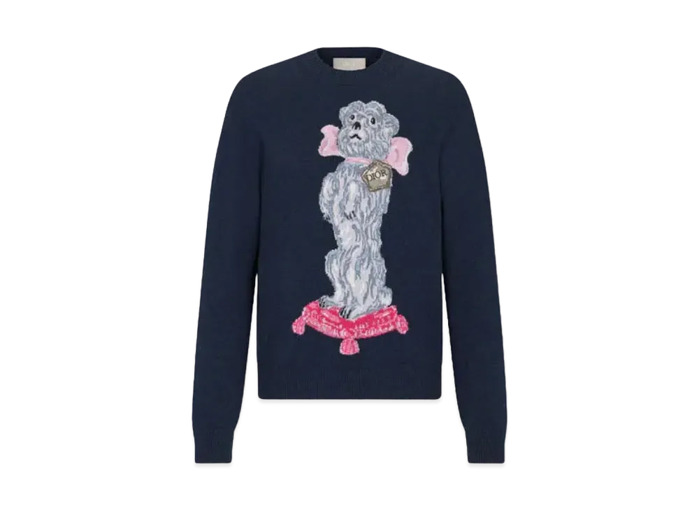 Dior Men's Cashmere Jacquard Bobby Sweater "Navy Blue"