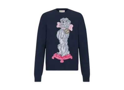 Dior Men's Cashmere Jacquard Bobby Sweater "Navy Blue"
