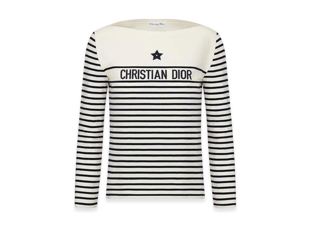 Dior Women's Dioriviera Long Sleeved T-Shirt "White/Navy Blue"