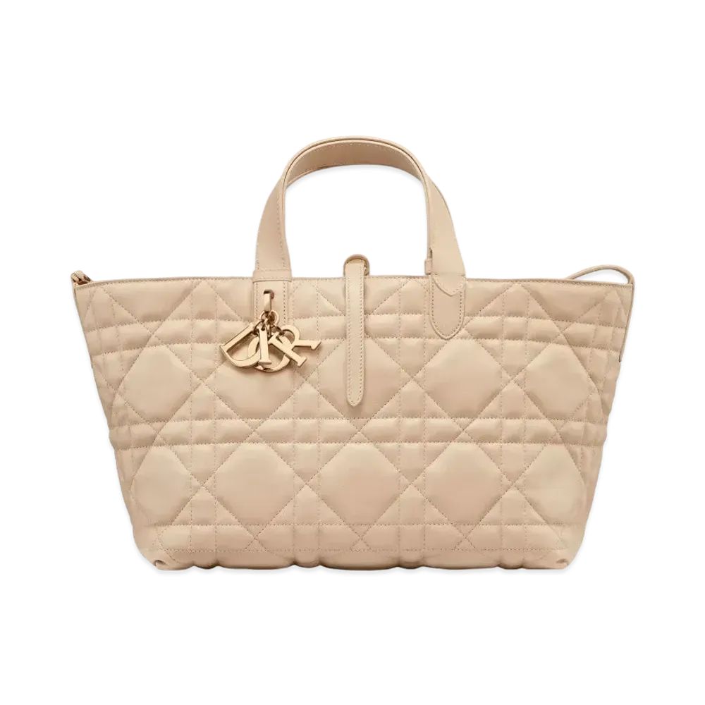 Dior Medium Toujours Bag Macro Cannage Calfskin "Powder Beige"