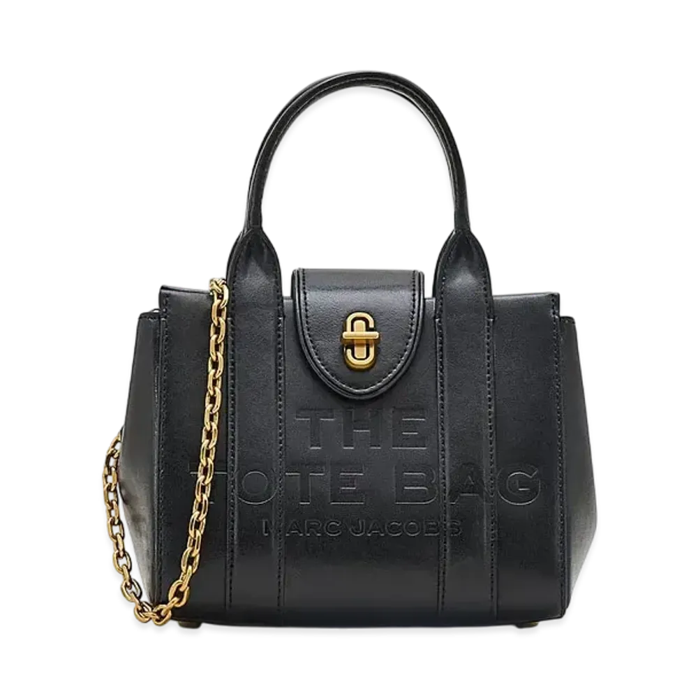 Marc Jacobs The Leather Turnlock Tote Bag Crossbody "Black"