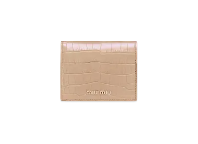 MIU MIU Crocodile Printed Leather Wallet "Pink Beige"
