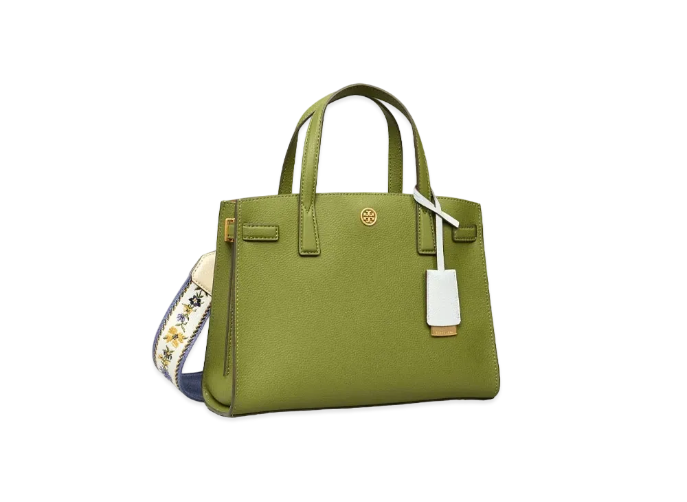 Tory Burch Walker Webbing Strap Small Satchel "Spinach"