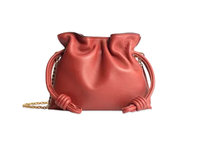 LOEWE Nano Flamenco Clutch In Nappa Calfskin "Burnt Red"