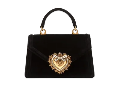 Dolce&Gabbana Devotion Bag Small Velvet "Black"