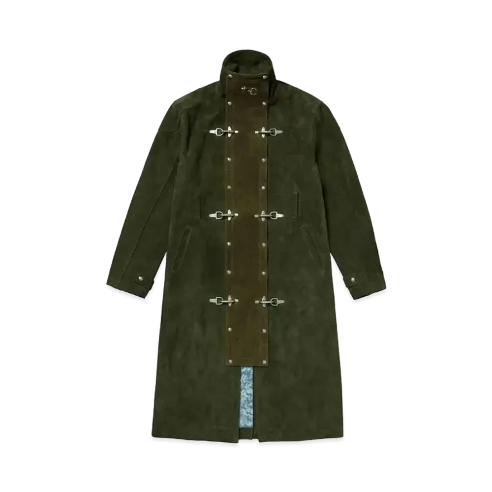 THUG CLUB Bio Soldier Leather Trench Coat "Khaki"
