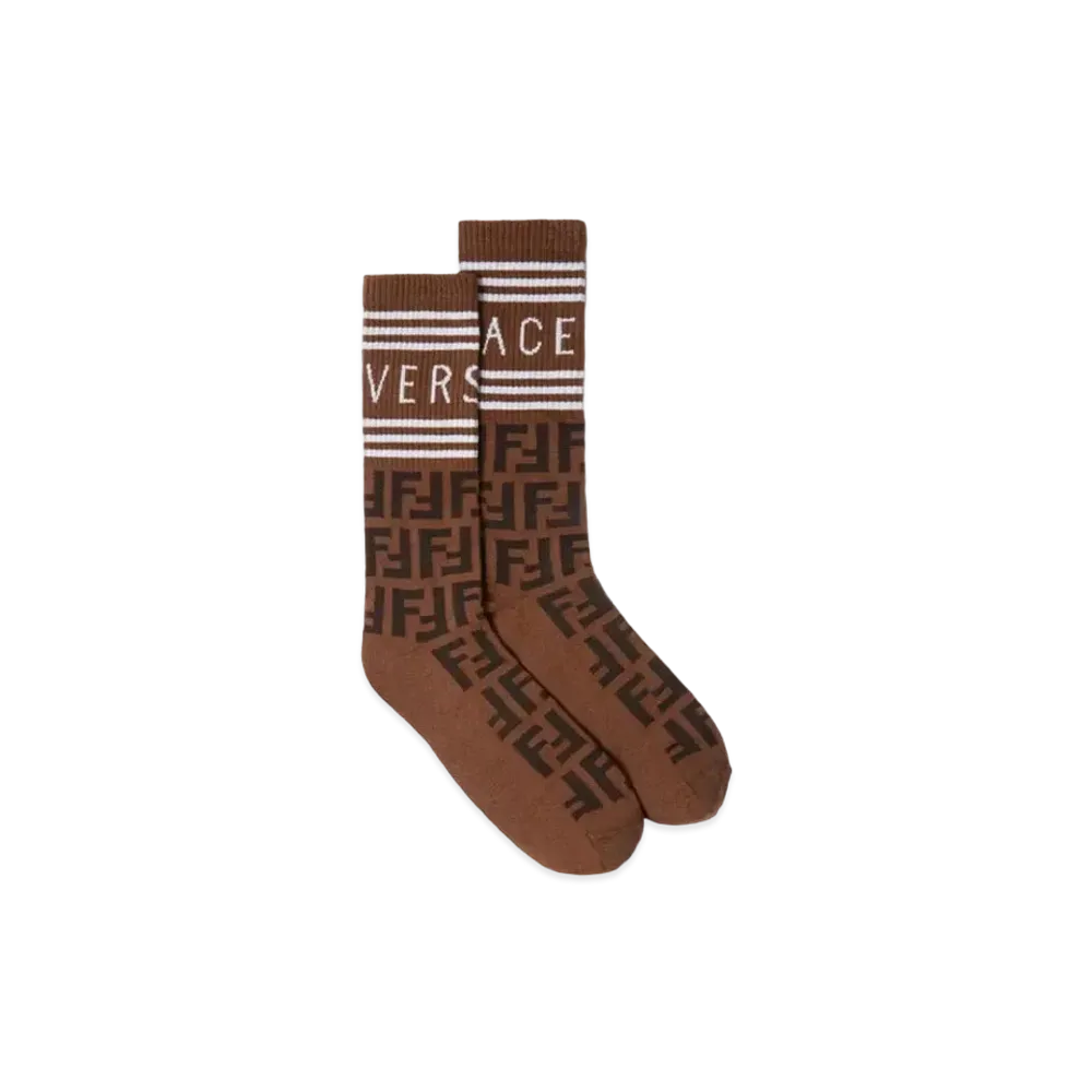 FENDI x Versace Fendace FF 90S Vintage Logo Socks "Brown"