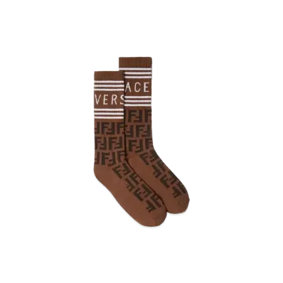 FENDI x Versace Fendace FF 90S Vintage Logo Socks "Brown"