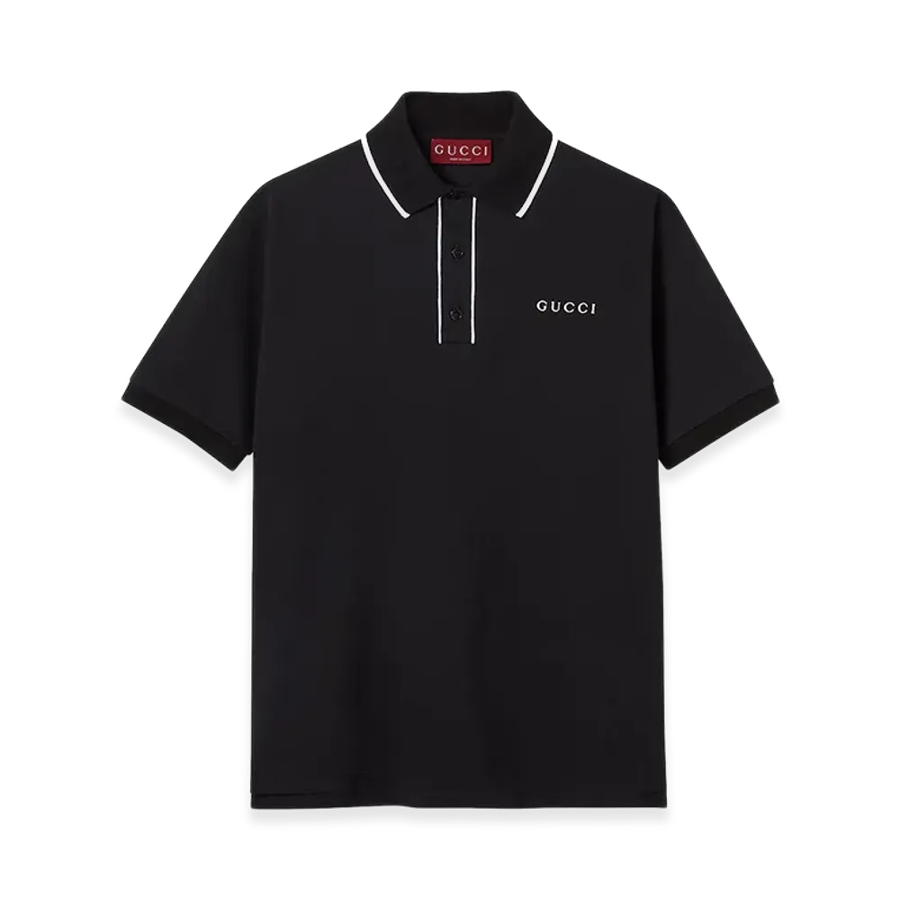 GUCCI Logo Embroidery Polo Shirt "Black"
