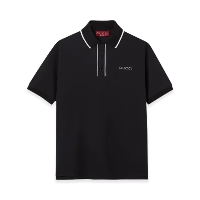 GUCCI Logo Embroidery Polo Shirt "Black"