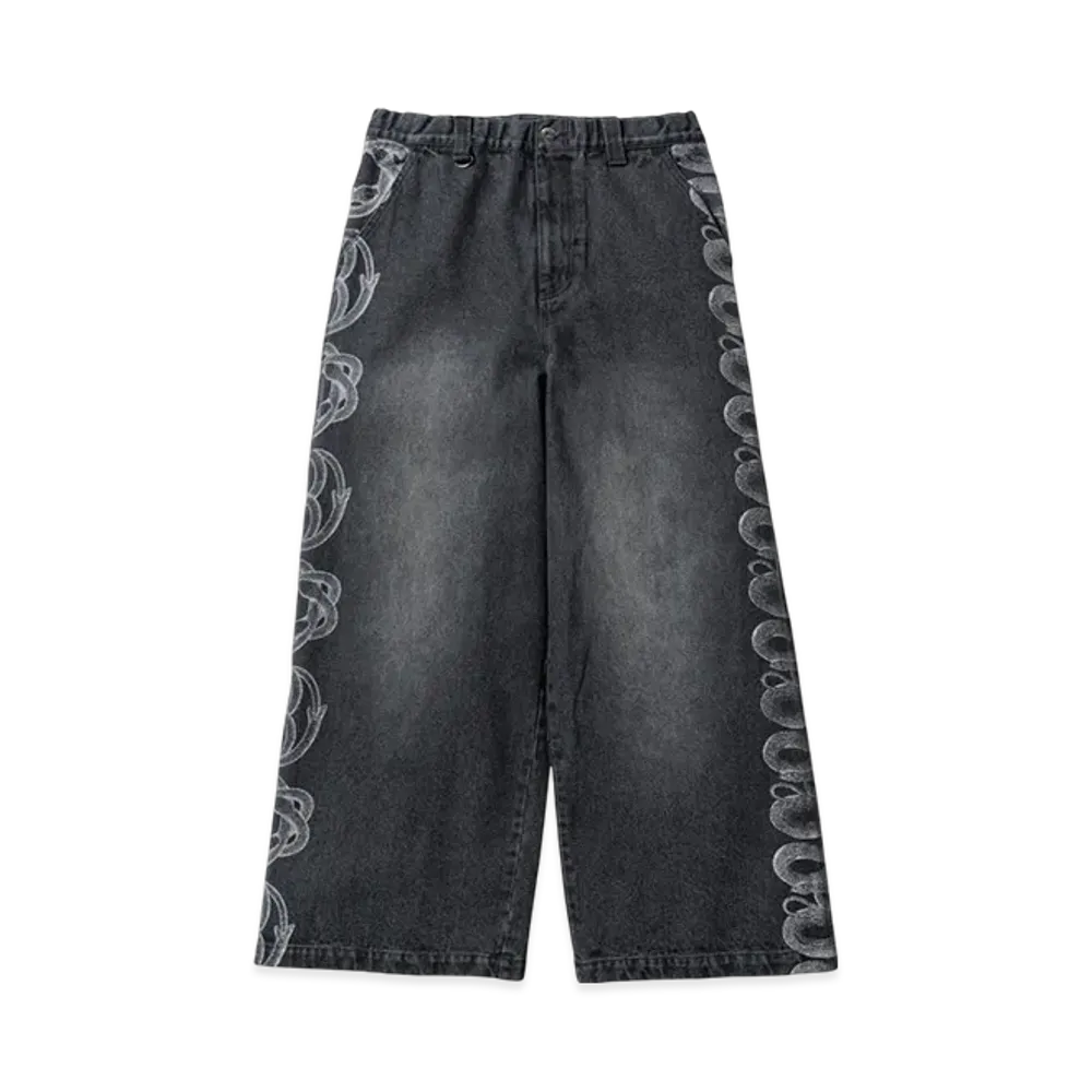 HYSTERIC GLAMOUR x Genzai Snake Baggy Denim Pants "Black"