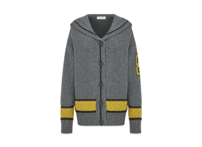 Dior Women's Sailor Collar Wool Cashmere Cardigan "Gray/Yellow"