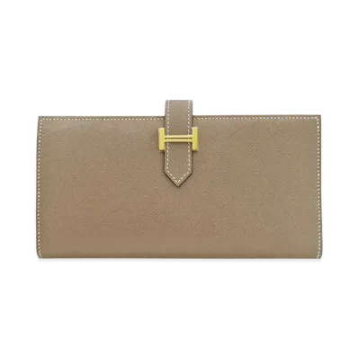 Hermes Bearn Soufflet Veau Madame "Etoupe/Gold"
