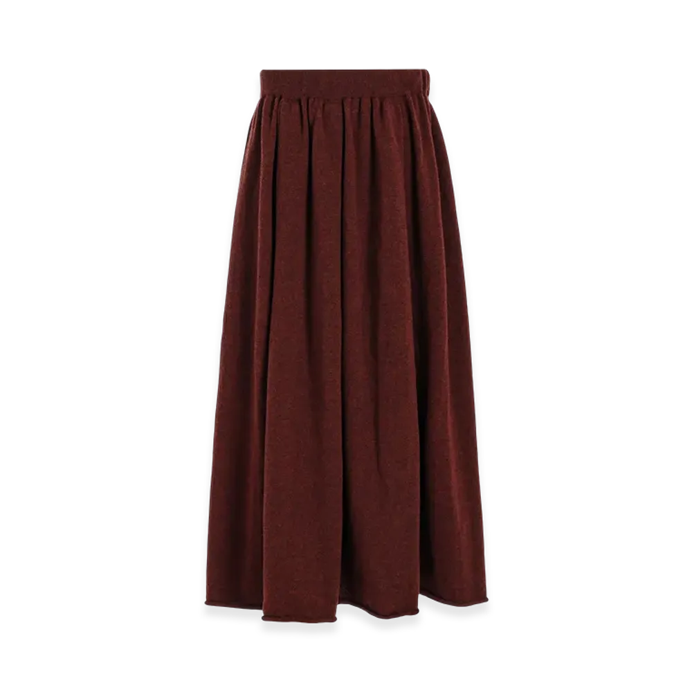 Y's Wool Knit Skirt "Wine"
