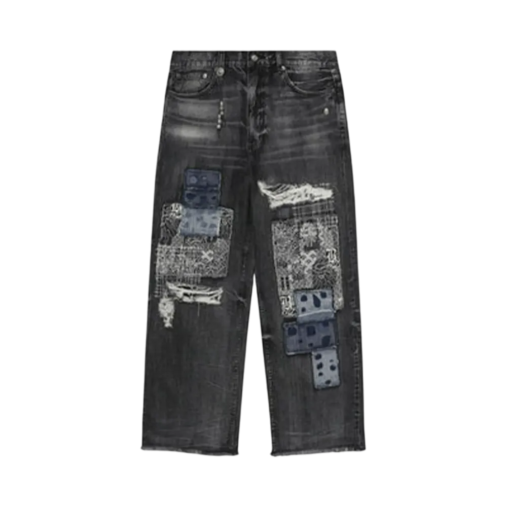A BATHING APE Bape Black Patchwork Jeans "Black"