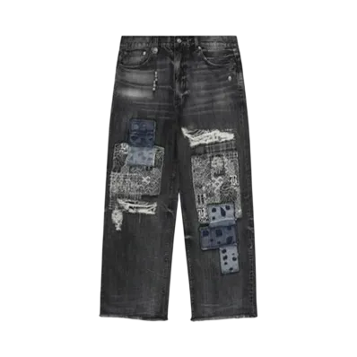 A BATHING APE Bape Black Patchwork Jeans "Black"