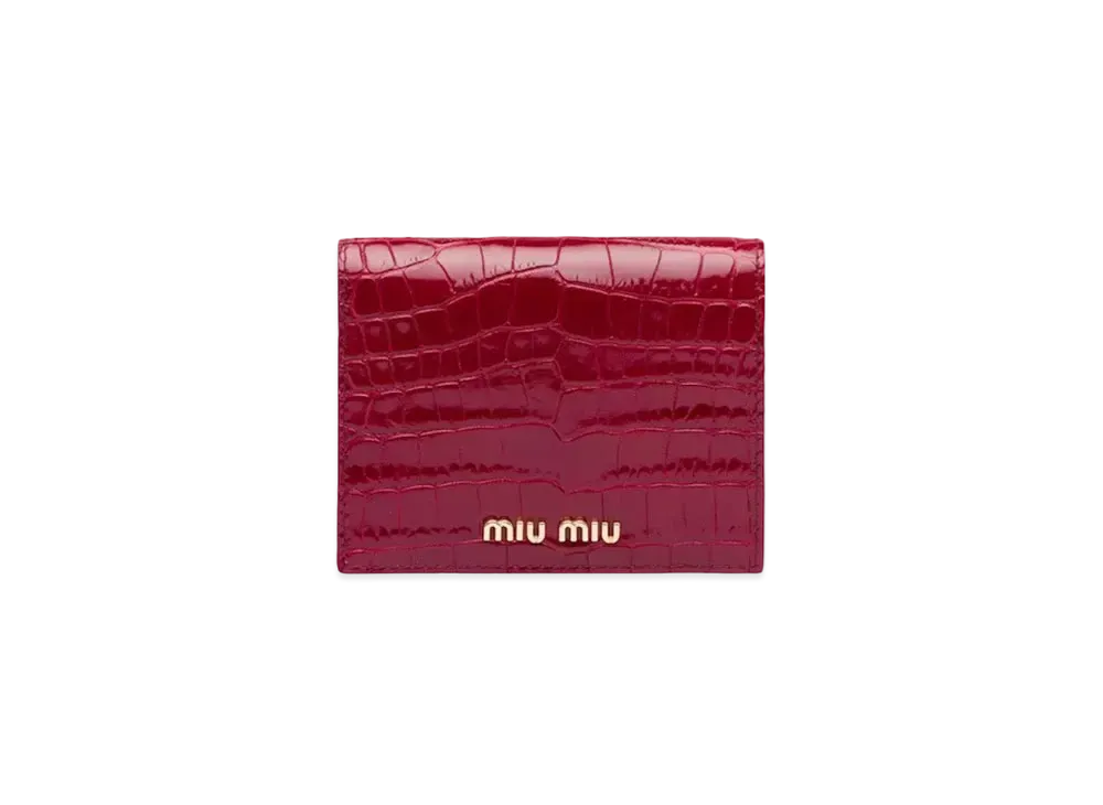 MIU MIU Crocodile Printed Leather Wallet "Red"