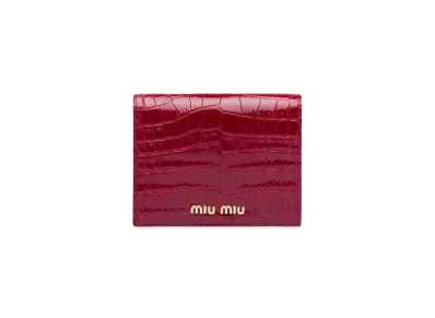 MIU MIU Crocodile Printed Leather Wallet "Red"