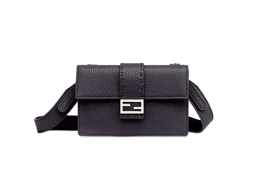 FENDI Baguette Slim Clutch Leather Bag "Black"