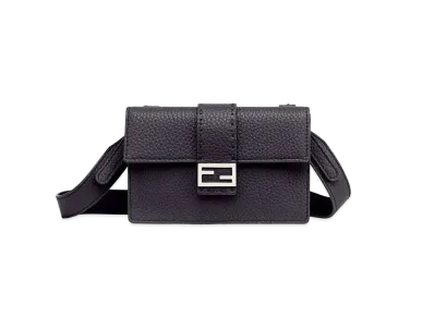FENDI Baguette Slim Clutch Leather Bag "Black"