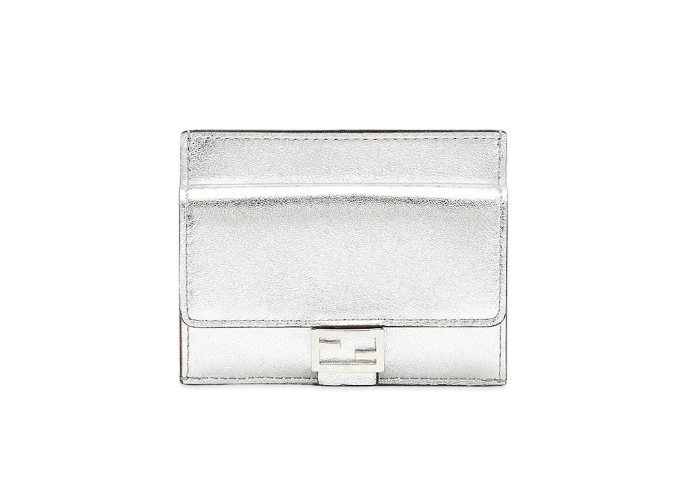 FENDI Card Case Leather "Silver"