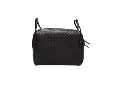 Bottega Veneta Woven Lambskin Messenger Bag "Dark Brown"