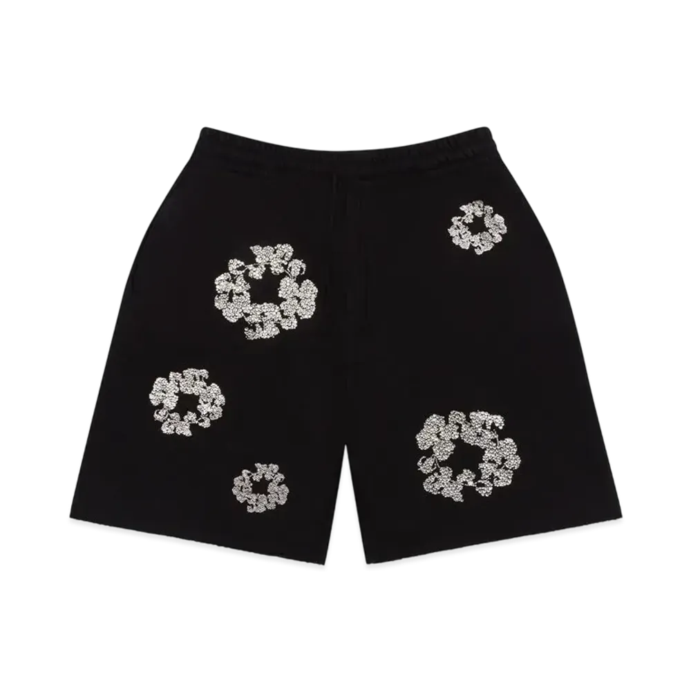DENIM TEARS Cashmere Swarovski Cotton Wreath Shorts "Black"