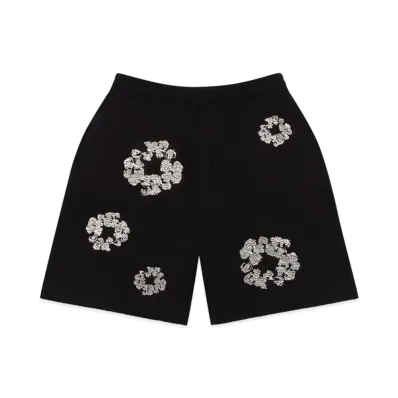 DENIM TEARS Cashmere Swarovski Cotton Wreath Shorts "Black"